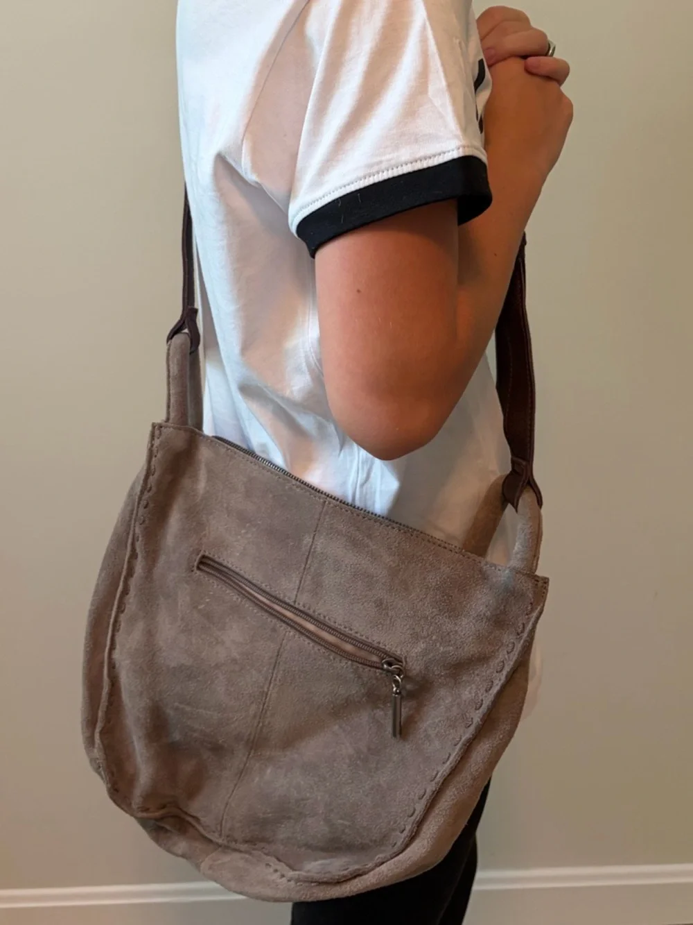 Taupe Suede Crossbody Bag - the Sak